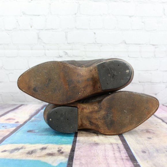 Cowtown Brown Leather Mid Calf Pull On Western Cowboy Boots Size 7 D - Picture 9 of 9